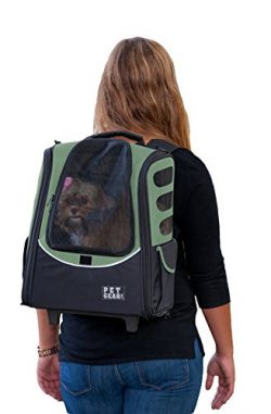 Pet Gear I-GO2 Roller Backpack, Travel Carrier, Car Seat for Cats/Dogs, Mesh Ventilation, Includ ...