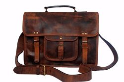 15 Inch Leather Vintage Rustic Crossbody Messenger Courier Satchel Bag Gift Men Women ~ Business ...