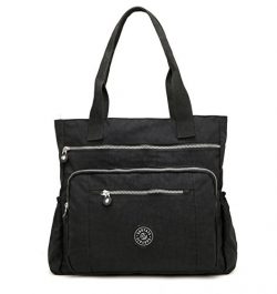 Nylon Waterproof Multi Pockets Large Lightweight Tote Bag Shoulder Bag for Gym Hiking Picnic Tra ...