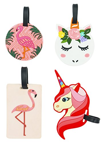 EP Queen Travel Luggage Tags,Travel ID Labels Tag Name Card Holders For Suitcase (Flamingo,Unicorn)