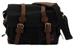 Sechunk Sechunk Canvas Leather Messenger Bag Shoulder Bag Cross Body Bag For Men Military Travel ...