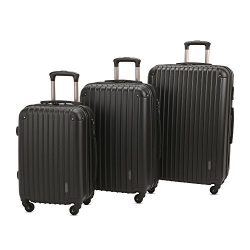 3 PC Luggage Set Durable Lightweight Spinner Suitecase LUG3 9018 BLACK