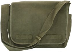 Olive Green Original Heavyweight Classic Military Messenger Bag with Army Universe Pin