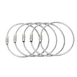 BlueCosto (5-Pack-Silver) Ultra Tough Stainless Steel String Wire Luggage Tags Loops Key Rings 6 ...