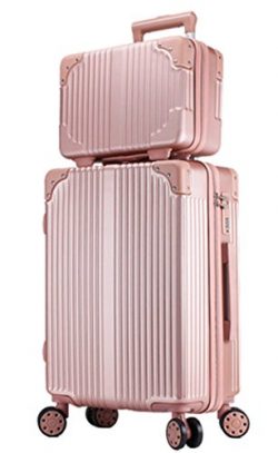 Women ABS Spinner 8 Wheels Luggage and Cosmetic Bag Set 2PCS Suitcase Set – 20 Inch Rose Gold