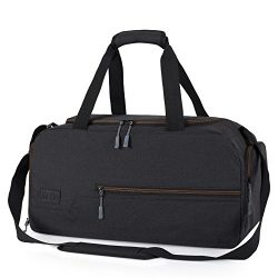 MarsBro Water Resistant Sports Gym Travel Weekender Duffel Bag with Shoe Compartment Black