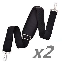 Ellami® Pack of 2 Black Color Comfort Fit Padded Adjustable Shoulder Strap for Travel Bags / Bri ...