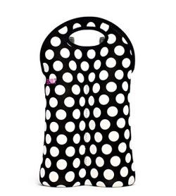 Built NY 2B-BBW 2-Bottle Stain Resistant Neoprene Wine/Water Bottle Tote, 1-Liter, Big Dot Black ...