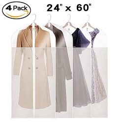 La Saveur Garment bags for Closet, Truely See Through, 4 Pack 60 inch Extra Long Dust Proof Suit ...