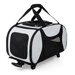 eleQuint Pet Travel Carrier Roller/Stroller with Removable Sherpa Pet Mat