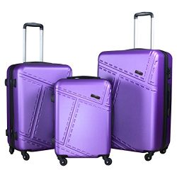 3 PC Luggage Set Durable Lightweight Spinner Suitecase LUG3 1610 PURPLE