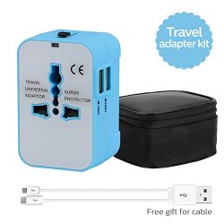 All in One International Universal Travel Adapter,Dual USB Charging ports converter for USA EU U ...