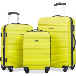 Merax Travelhouse Luggage Set 3 Piece Expandable Lightweight Spinner Suitcase (Lemon)