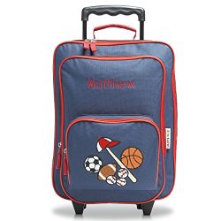 All Sports Personalized Kids Rolling Luggage – 5″ x 12 x 16.75″H, Kids Travel Bag