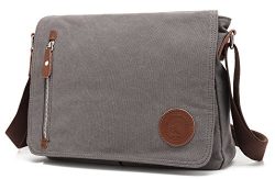 Canvas Satchel Messenger Bag By Magictodoor 13.5″ Laptop Bag (Grey)