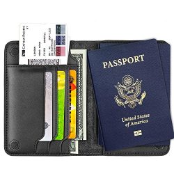 XGUO Passport Holder Case Wallet,Genuine Leather RFID Blocking Passport Wallet Cover Case With m ...