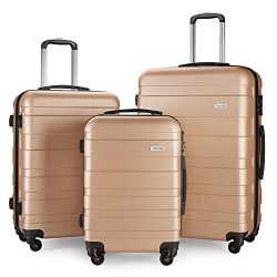 LEMOONE Luggage Set Spinner Hard Shell Suitcase Lightweight Carry On – 3 Piece (20″  ...