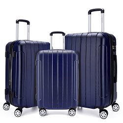 Fochier 3 Piece Expandable Spinner Luggage Set Lightweight Suitcase