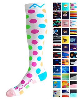 Compression Socks (1 pair) for Women & Men (Happy Dots, S/M)