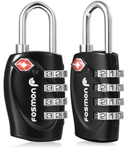 TSA Approved Luggage Locks, Fosmon (2 Pack) 4 Digit Combination Padlock Codes with Alloy Body fo ...