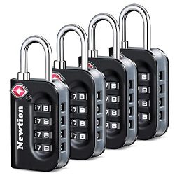 Newtion TSA Lock 4 Pack,TSA Approved Luggage lock,Travel Lock with Double Color Alloy Body,4 Dig ...