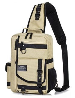 Messenger Bag for Men, Cross Body Shoulder Sling Bag Travel Outdoor Gym Backpack Khaki