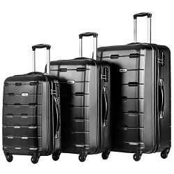 Merax Luggages 3 Piece Luggage Set Lightweight Spinner Suitcase (Black)