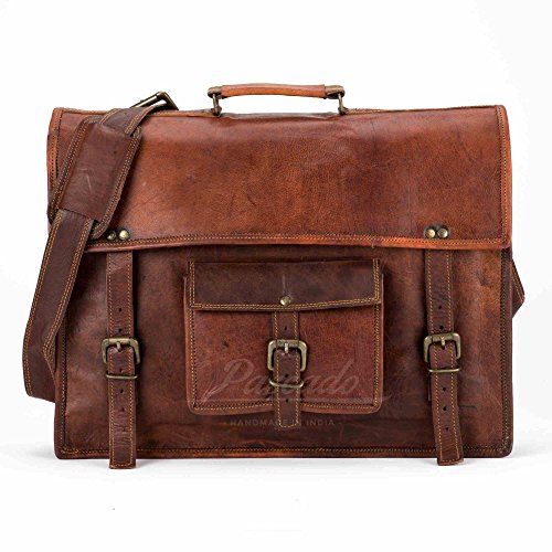 Handmade leather genuine real messenger laptop bag briefcase 15 inch ...