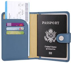 Zoppen Unisex RFID Blocking Travel Passport Holder Id Card Cover (#18 Denim Blue)