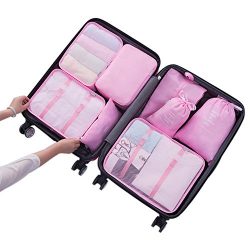 Belsmi 8 Set Packing Cubes – Waterproof Mesh Compression Travel Luggage Packing Organizer  ...