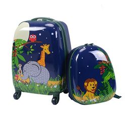 Lucky Link 2pcs ABS Kids Suitcase Carry On Luggage Set for Boys Girls，16″ Lightweight Tro ...