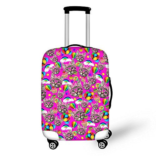FOR U DESIGNS 18-22 Inch Small Light Pink Cat Print Elastic Travel Personalized Suitcase Protect ...