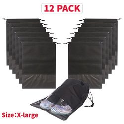 12PCS Shoe Bags Waterproof Non-Woven With Rope For Men and Women Travel Packing Organizers, X-La ...