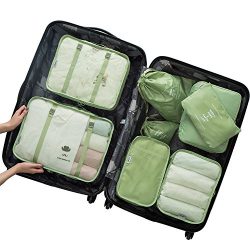 Belsmi 8 Set Packing Cubes – Waterproof Compression Travel Luggage Organizer With Shoes Ba ...
