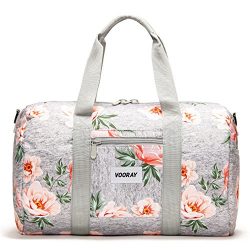 Vooray Roadie 23L Small Gym Duffel Bag, Rose Floral Gray