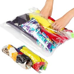 Lekors Travel Space Saver Bags – 5 Medium and 5 Large Roll Up Storage Bags – Pack of ...