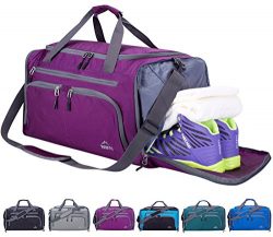 Venture Pal Packable Sports Gym Bag with Wet Pocket & Shoes Compartment Travel Duffel Bag fo ...