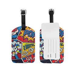 My Daily Retro Pop Art Comic Luggage Tag PU Leather Bag Tag Travel Suitcases ID Identifier Bagga ...