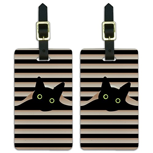 Black Cat In Window Luggage ID Tags Suitcase Carry-On Cards – Set of 2