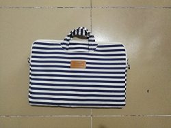 Canvaslife Breton Stripe Pattern 15 inch Waterproof Laptop Shoulder Messenger Bag Case With Rebo ...