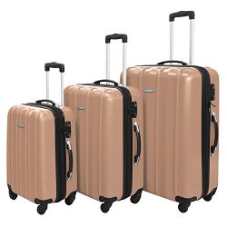 3 PC Luggage Set Durable Lightweight Hard Case Spinner Suitecase LUG3 SK541 CHAMPAGNE