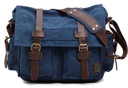 Sechunk Sechunk Canvas Leather Messenger Bag Shoulder Bag Cross Body Bag For Men Military Travel ...