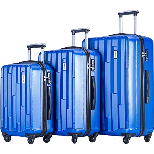 Merax Luggage set 3 piece luggages Suitcase with TSA lock (Blue ...