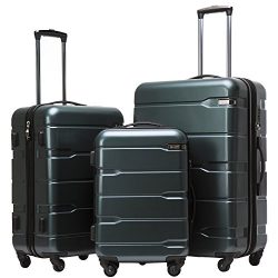 Coolife Luggage Expandable 3 Piece Sets PC+ABS Spinner Suitcase 20 inch 24 inch 28 inch (Teal New)