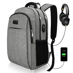 Travel Laptop Backpack, Business Laptop Backpacks with USB Charging Port and Headphone Interface ...