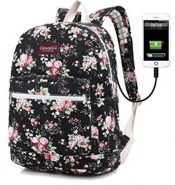 Canvaslove Canvas Waterproof laptop backpack with Massage Cushion Straps and USB charging port f ...