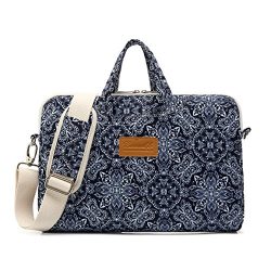 Canvaslife Blue Vintage Pattern 15 inch Waterproof Laptop Shoulder Messenger Bag Case With Rebou ...