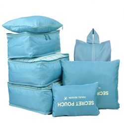 7 Set Travel Packing Organizer,Waterproof Mesh Durable Luggage Travel Cubes,1 Shoe Bag (blue)