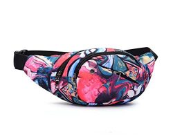 Oksale Womens Sports Hiking Running Belt Waist Bag Pouch Zipper Printed Fanny Pack (C)