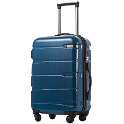 Coolife Luggage Expandable Suitcase PC+ABS Spinner 20in 24in 28in Carry on (Caribbean Blue new,  ...